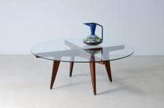Gio Ponti Rare four crossed wooden spokes coffee table with glass top  - 3434022