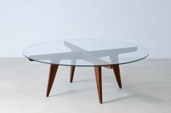 Gio Ponti Rare four crossed wooden spokes coffee table with glass top  - 3434062