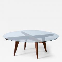 Gio Ponti Rare four crossed wooden spokes coffee table with glass top  - 3436134