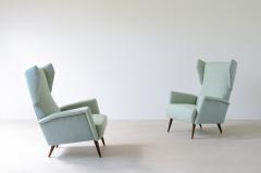 Gio Ponti Rare pair of armchairs Mod 820 in wood and upholstered fabric  - 3732479