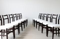 Gio Ponti Rare set of 12 chairs in anthracite stained wood with fabric covering  - 3732378