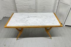 Gio Ponti Sculptural Italian Walnut Coffee Table w Carrara Marble Top - 3648291