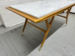 Gio Ponti Sculptural Italian Walnut Coffee Table w Carrara Marble Top - 3648293