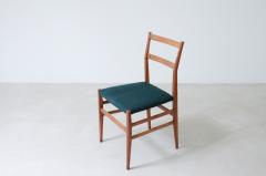 Gio Ponti Set of 6 chairs in black stained wood with fabric covering  - 3387226