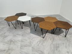 Gio Ponti Set of 7 Gio Ponti Modular Hexagonal Coffee Tables ISA Bergamo Italy 1950s - 3459798