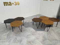 Gio Ponti Set of 7 Gio Ponti Modular Hexagonal Coffee Tables ISA Bergamo Italy 1950s - 3459799