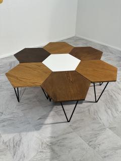 Gio Ponti Set of 7 Gio Ponti Modular Hexagonal Coffee Tables ISA Bergamo Italy 1950s - 3459803