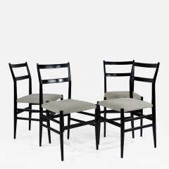 Gio Ponti Set of Four Gio Ponti Black Laquered Leggere Chairs 646 by Cassina 1952 - 1908362