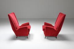 Gio Ponti Set of Italian Red Armchairs by Gio Ponti 1950s - 2125996