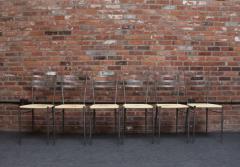 Gio Ponti Set of Six Italian Modernist Steel and Brass Dining Chairs After Gio Ponti - 4365045