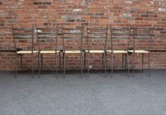 Gio Ponti Set of Six Italian Modernist Steel and Brass Dining Chairs After Gio Ponti - 4365046