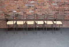 Gio Ponti Set of Six Italian Modernist Steel and Brass Dining Chairs After Gio Ponti - 4365047