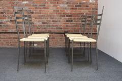 Gio Ponti Set of Six Italian Modernist Steel and Brass Dining Chairs After Gio Ponti - 4365048