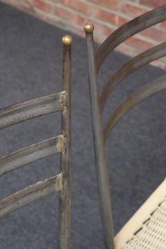 Gio Ponti Set of Six Italian Modernist Steel and Brass Dining Chairs After Gio Ponti - 4365052