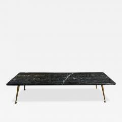 Gio Ponti Sexy Italian Gio Ponti style Black Marble Rectangular Coffee Table Brass legs - 3985993