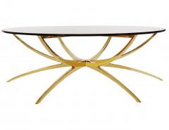 Gio Ponti Solid Brass Midcentury Italian Modern Round Glass Top Spider Cocktail Table - 2454048