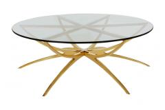 Gio Ponti Solid Brass Midcentury Italian Modern Round Glass Top Spider Cocktail Table - 2454049