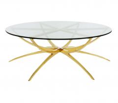 Gio Ponti Solid Brass Midcentury Italian Modern Round Glass Top Spider Cocktail Table - 2454051