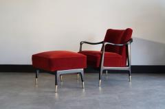 Gio Ponti Style Accent Chair and Footstool in Mohair C 1950s - 4018715