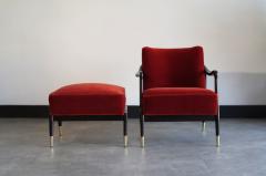 Gio Ponti Style Accent Chair and Footstool in Mohair C 1950s - 4018716