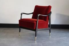 Gio Ponti Style Accent Chair and Footstool in Mohair C 1950s - 4018717