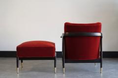 Gio Ponti Style Accent Chair and Footstool in Mohair C 1950s - 4018718