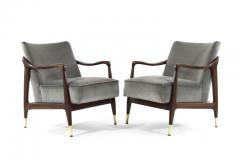 Gio Ponti Style Sculptural Walnut Lounge Chairs - 302828