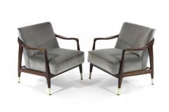 Gio Ponti Style Sculptural Walnut Lounge Chairs - 302830