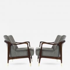 Gio Ponti Style Sculptural Walnut Lounge Chairs - 303409