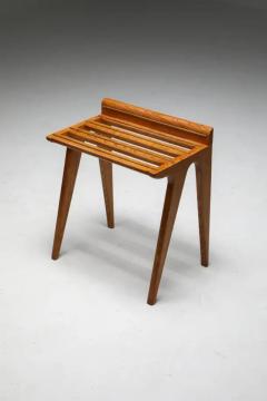 Gio Ponti Suitcase Holders by Gio Ponti in Oak and Brass 1950s - 3461324