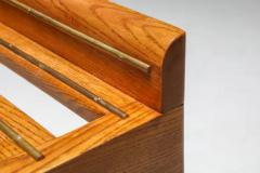 Gio Ponti Suitcase Holders by Gio Ponti in Oak and Brass 1950s - 3461425