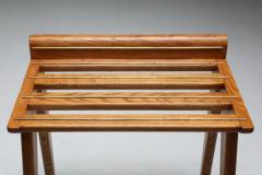 Gio Ponti Suitcase Holders by Gio Ponti in Oak and Brass 1950s - 3461427