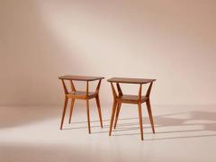 Gio Ponti Two Beechwood Side Tables in the Manner of Gio Ponti Italy 1950s - 3469349