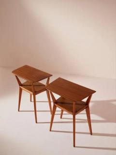 Gio Ponti Two Beechwood Side Tables in the Manner of Gio Ponti Italy 1950s - 3469352