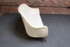 Gio Ponti Vintage Italian Modern Curved Sofa on Brass Splayed Legs - 4179746