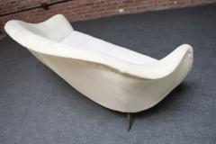 Gio Ponti Vintage Italian Modern Curved Sofa on Brass Splayed Legs - 4179747