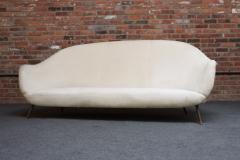 Gio Ponti Vintage Italian Modern Curved Sofa on Brass Splayed Legs - 4179748