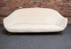 Gio Ponti Vintage Italian Modern Curved Sofa on Brass Splayed Legs - 4179753