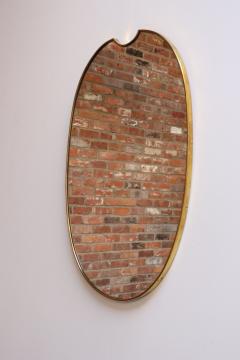 Gio Ponti Vintage Italian Patinated Brass Framed Incurved Wall Mirror - 3960900