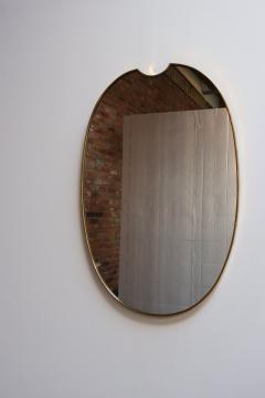 Gio Ponti Vintage Italian Patinated Brass Framed Incurved Wall Mirror - 3960902