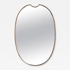 Gio Ponti Vintage Italian Patinated Brass Framed Incurved Wall Mirror - 3964115