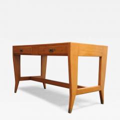 Gio Ponti Vintage Italian Walnut Beech and Brass Writing Table Desk by Gio Ponti for BNL - 3782138