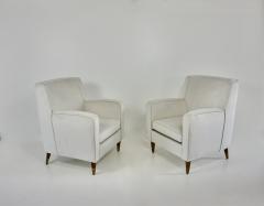 Gio Ponti pair of GIO PONTI armchairs white velvet brass feet for private residence 1955 - 4324499