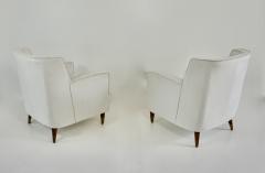 Gio Ponti pair of GIO PONTI armchairs white velvet brass feet for private residence 1955 - 4324500