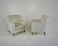 Gio Ponti pair of GIO PONTI armchairs white velvet brass feet for private residence 1955 - 4324503