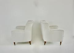 Gio Ponti pair of GIO PONTI armchairs white velvet brass feet for private residence 1955 - 4324504