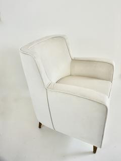 Gio Ponti pair of GIO PONTI armchairs white velvet brass feet for private residence 1955 - 4324507