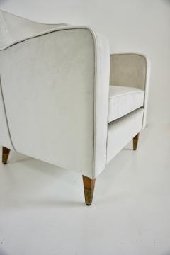 Gio Ponti pair of GIO PONTI armchairs white velvet brass feet for private residence 1955 - 4324508