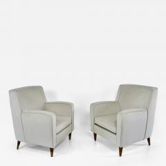 Gio Ponti pair of GIO PONTI armchairs white velvet brass feet for private residence 1955 - 4326319
