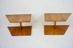 Gio Ponti pair of GIO PONTI elm hanging nightstand tables side tables Hotel Royal 1955 - 2819525